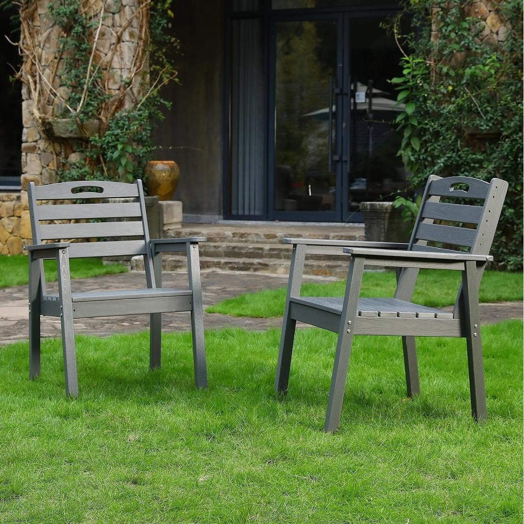 Hdpe Outdoor Terrace Dining Chair Set Low Maintenance For Gardens Backyards And Decks Backrest