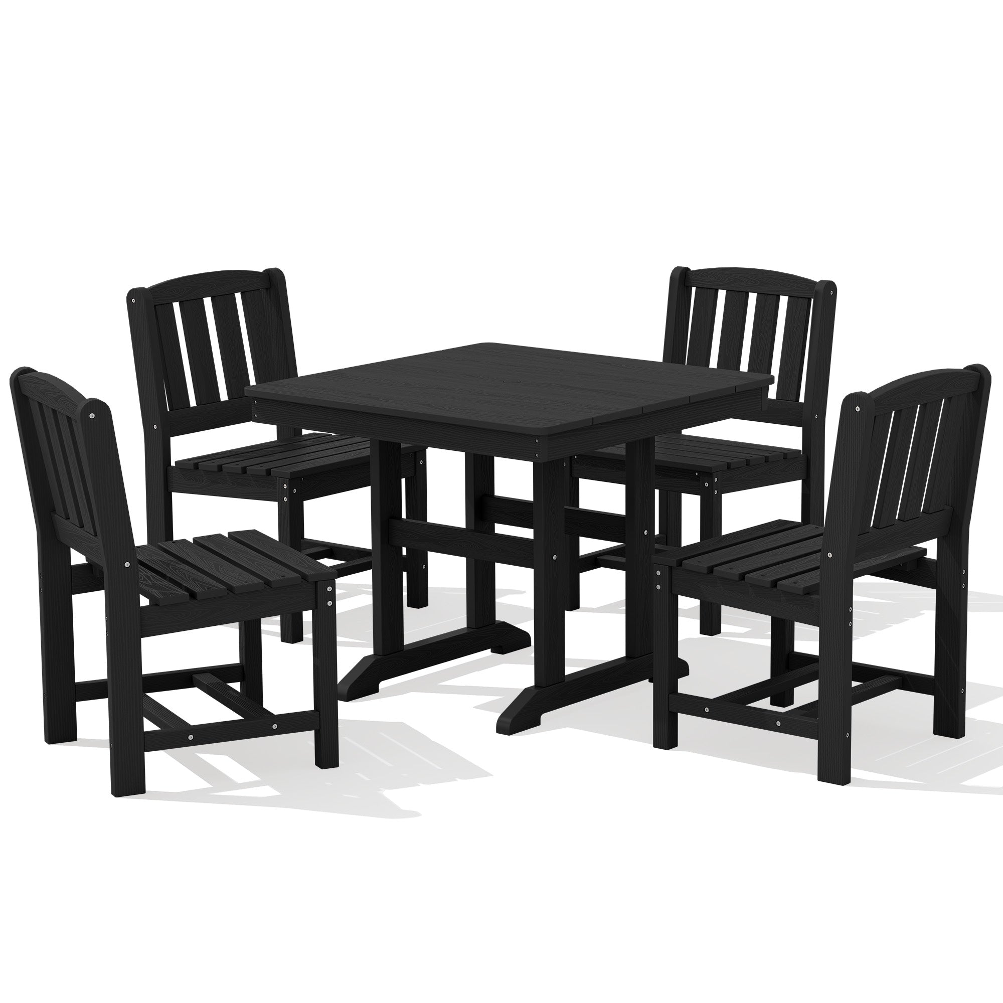 Hdpe Patio Dining Set With 1 Square Table And 4 Armless Chairs N A