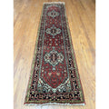 Handmade Herat Oriental Indo Heriz Red Black Wool Rug India 26 X 10