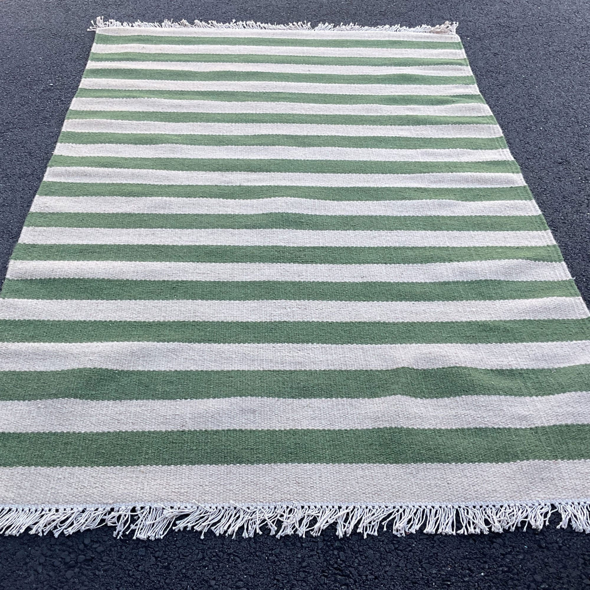 Handmade Herat Oriental Indo Striped Contemporary Wool Kilim India 45 X 66