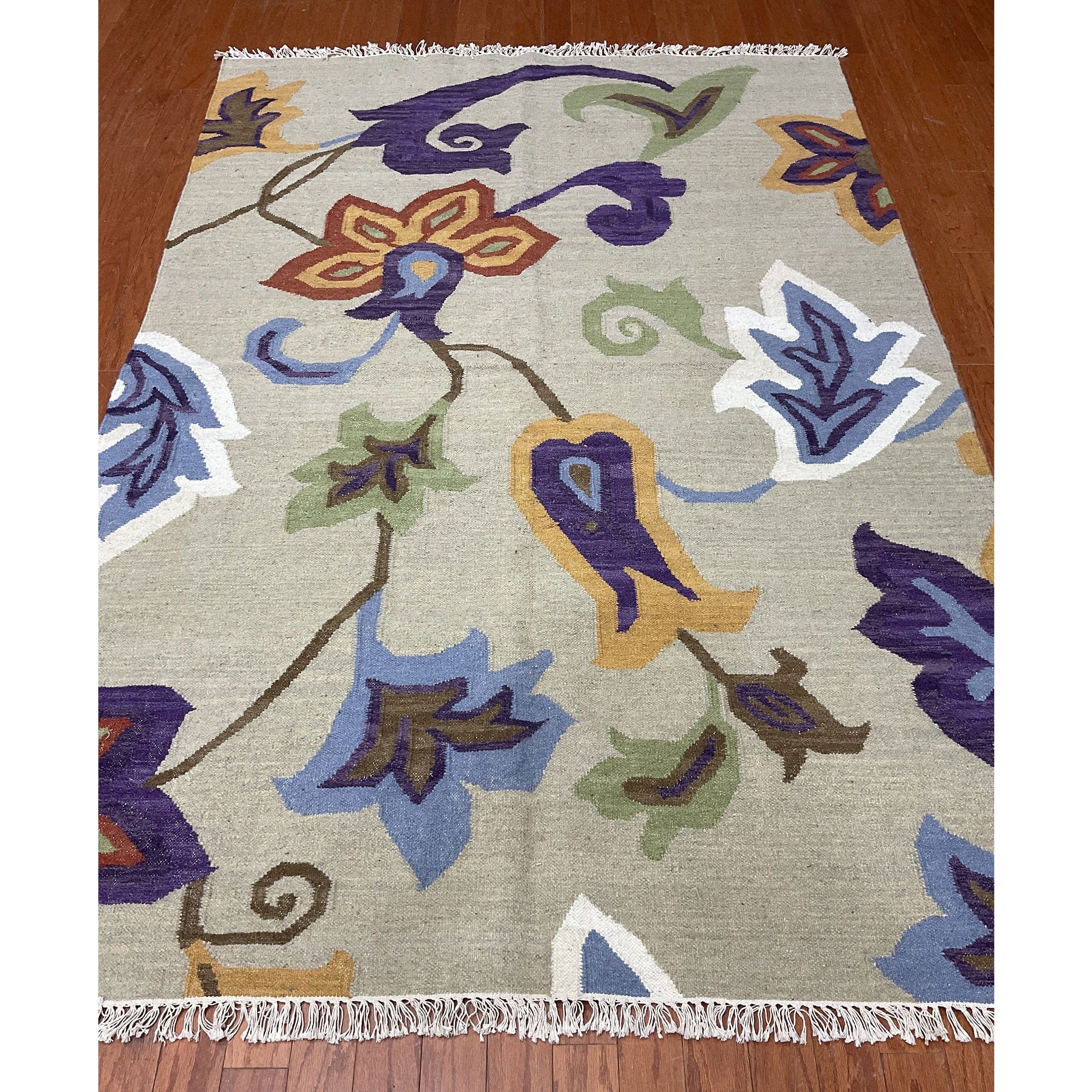 Handmade Herat Oriental Indo Vegetable Dye Tribal Wool Kilim India 51 X 76