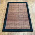 Handmade Asian Hand Woven Dark Brown Threaded Rayon From Bamboo Rug 2 X 3