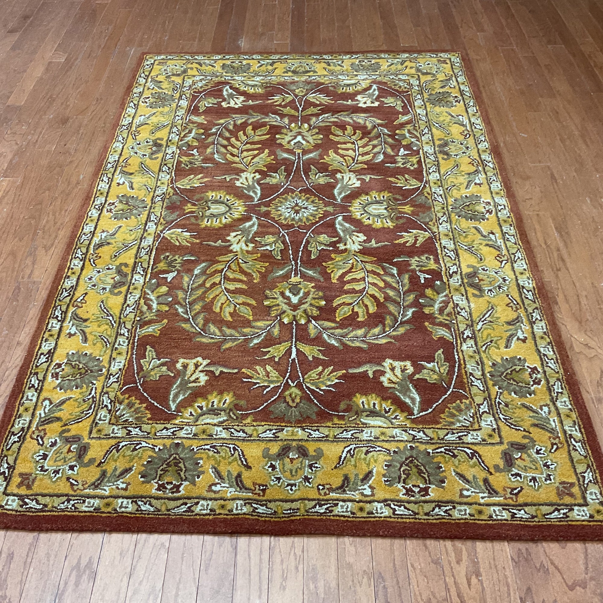 Handmade Herat Oriental Indo Kashan Wool Rug India 5 X 8