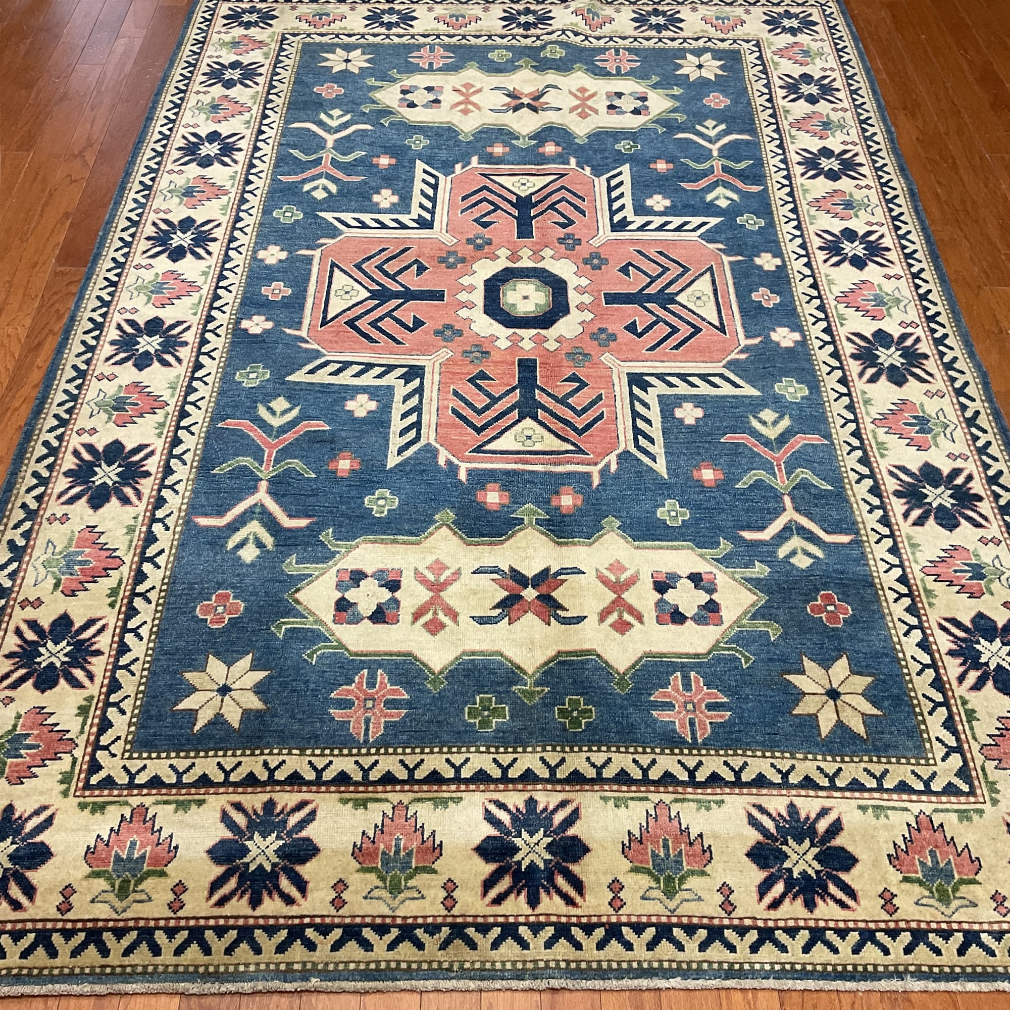 Herat Oriental Afghan Hand Knotted Kazak Vegetable Dye Wool Rug 6 X 9
