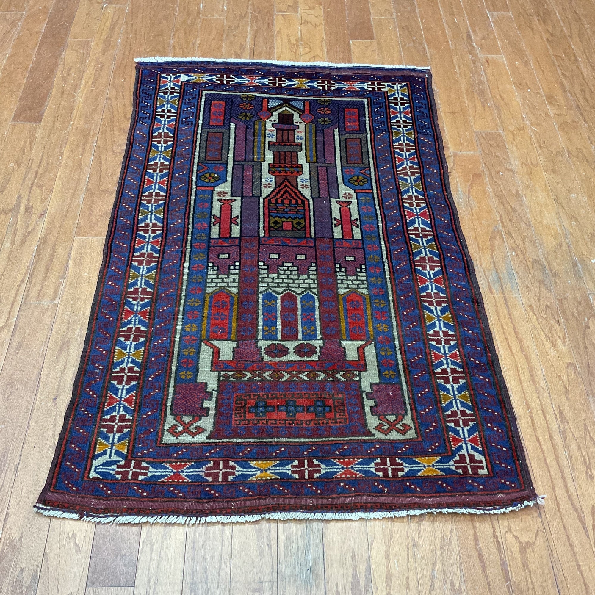 Handmade One Of A Kind Tribal Balouchi Wool Rug Afghanistan 28 X 45