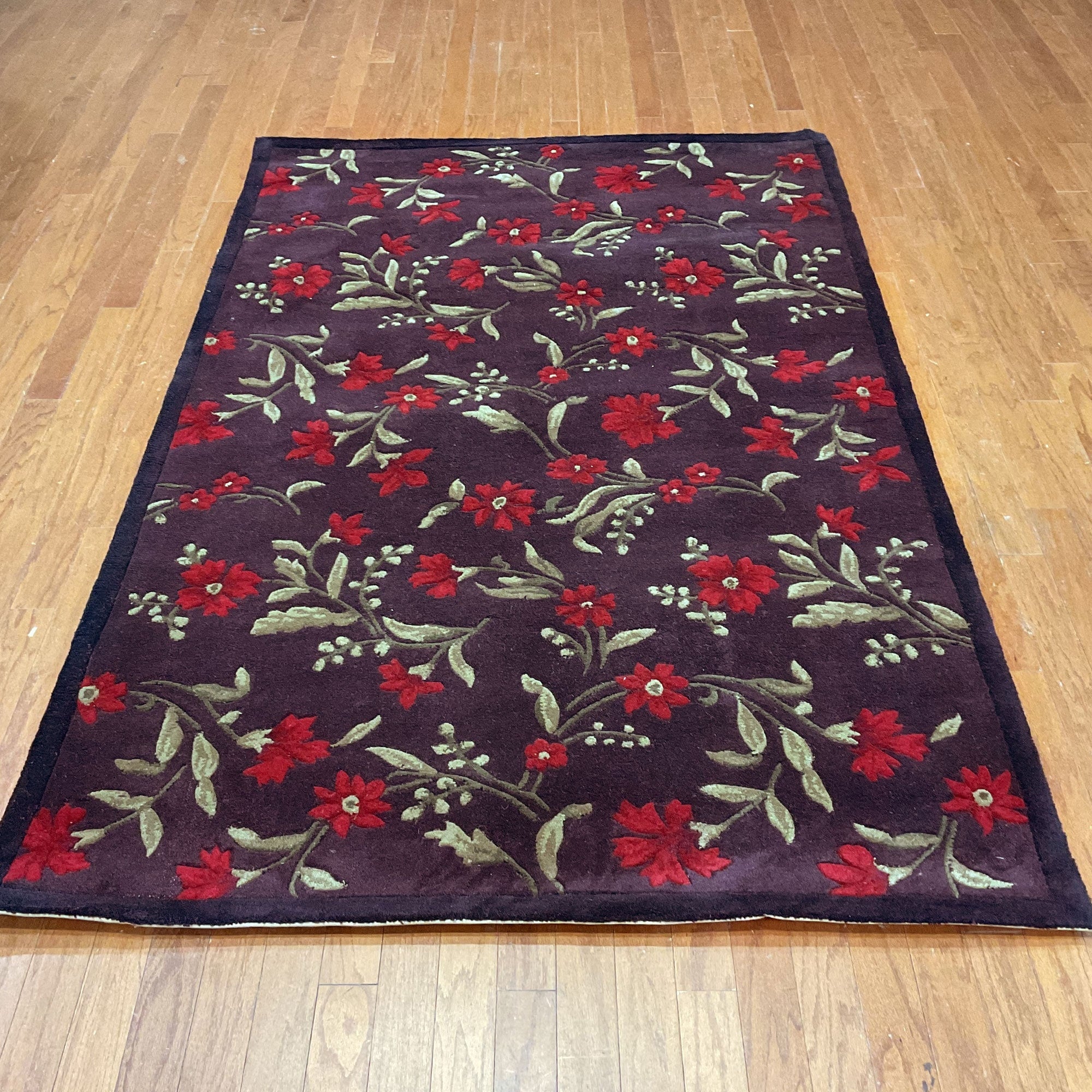 Handmade Herat Oriental Indo Tibetan Brown Red Wool Rug India 5 X 8