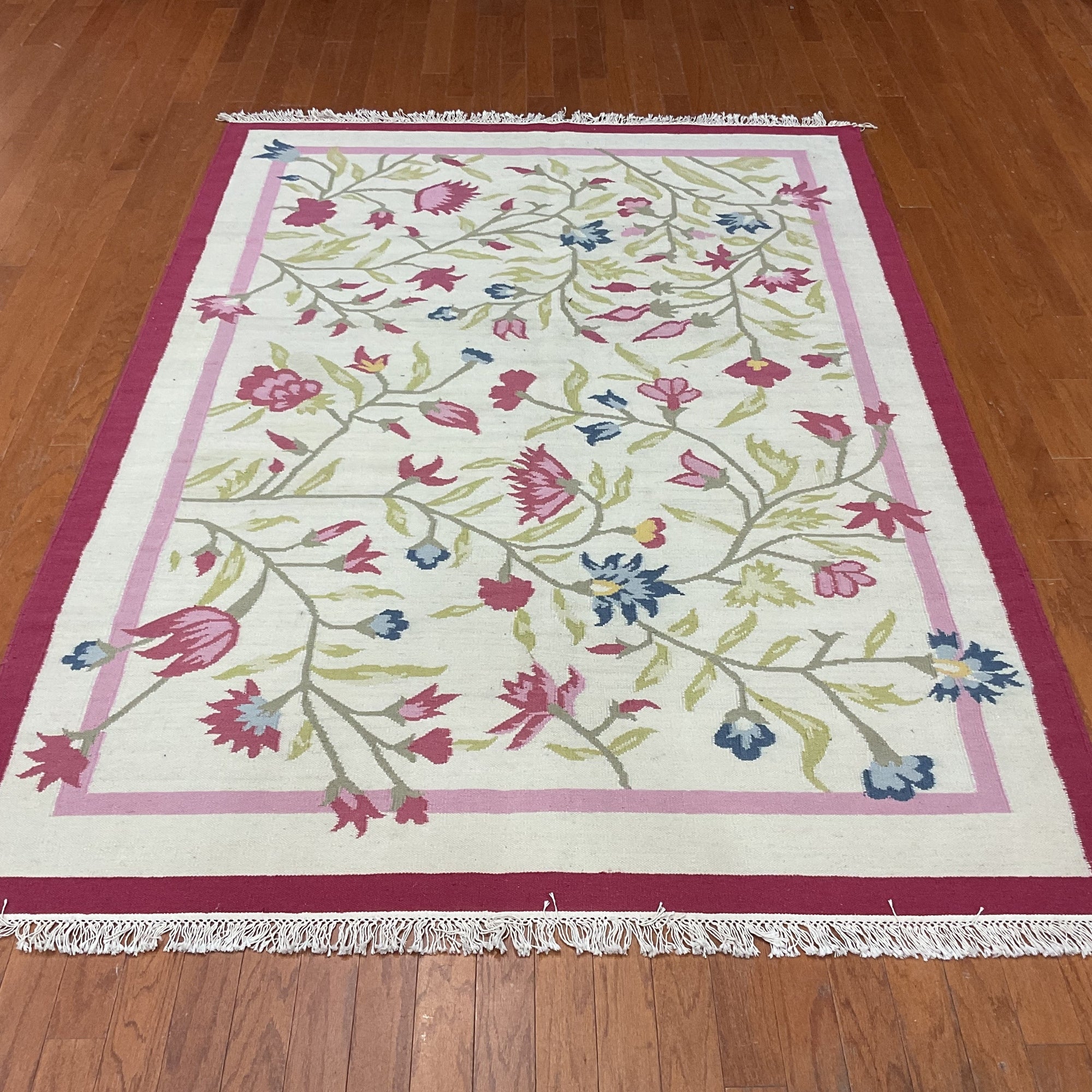 Handmade Herat Oriental Indo Tribal Vegetable Dye Wool Kilim Rug India 56 X 8