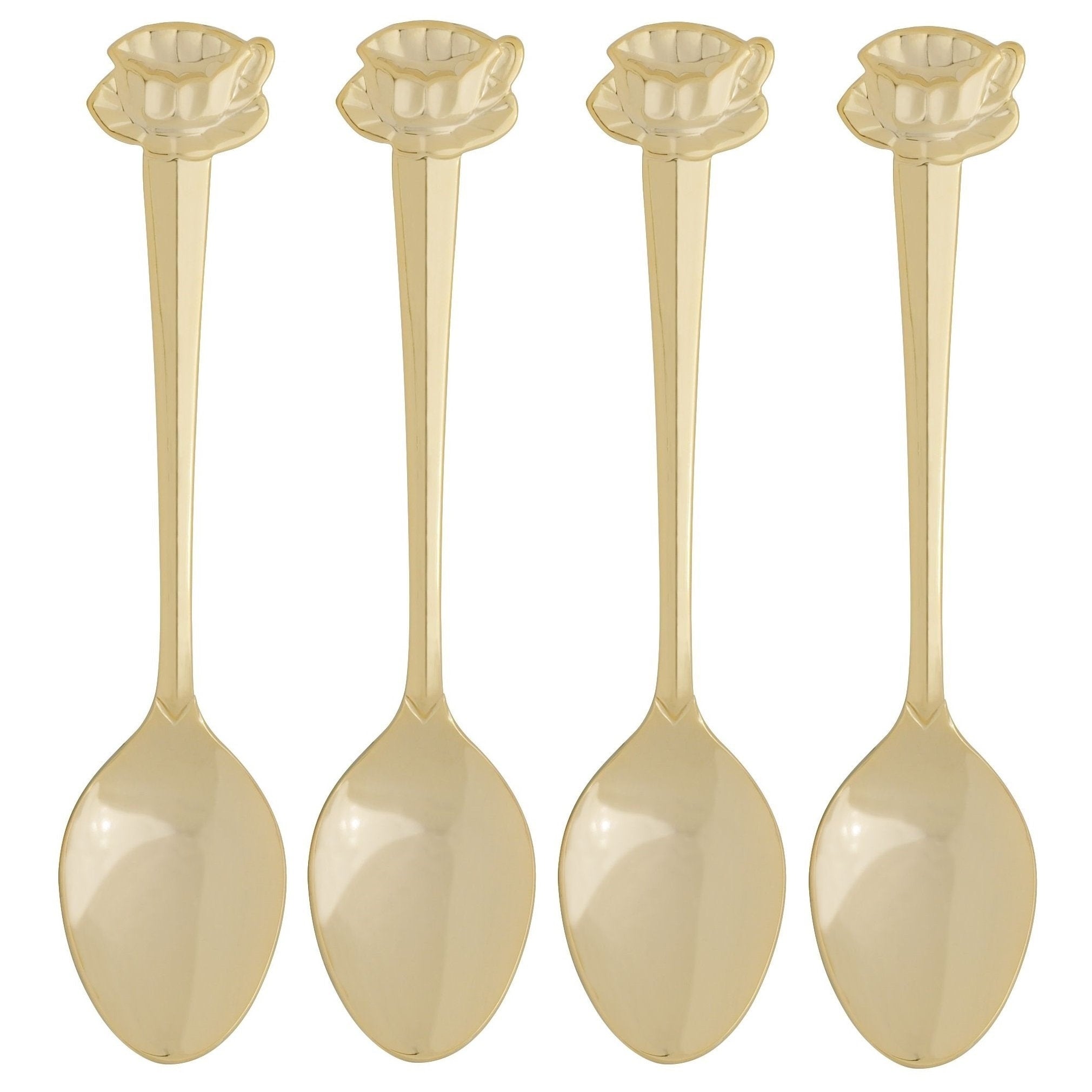 Hic Cup Saucer Design 4.5 Gold Plated Demi Spoon Great For Coffee Tea Desserts And More