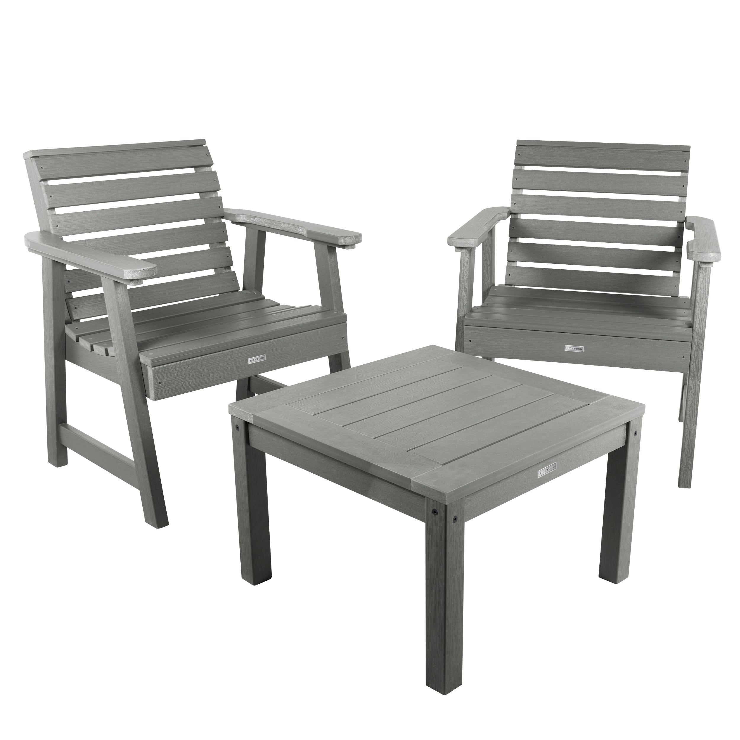 2 Highwood Weatherly Garden Chairs With 1 Square Side Table