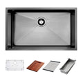 Higold 30 Inch Workstation Kitchen Sink With Cutting Board Undermount Sink Stainless Steel Nano Sink With Accessories Gun Black