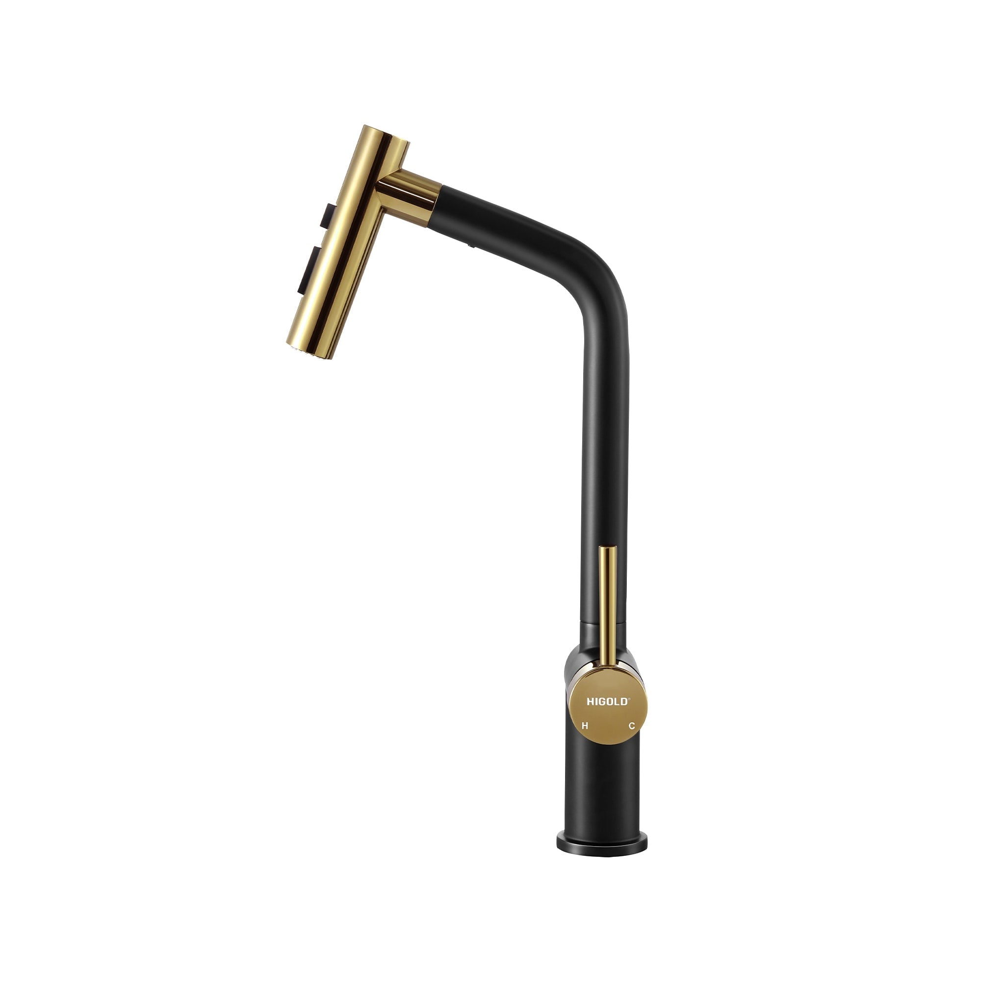 Higold Bn1.0 Single Handle Pull Down Kitchen Faucet With If Award Pvd Gold Black Finished