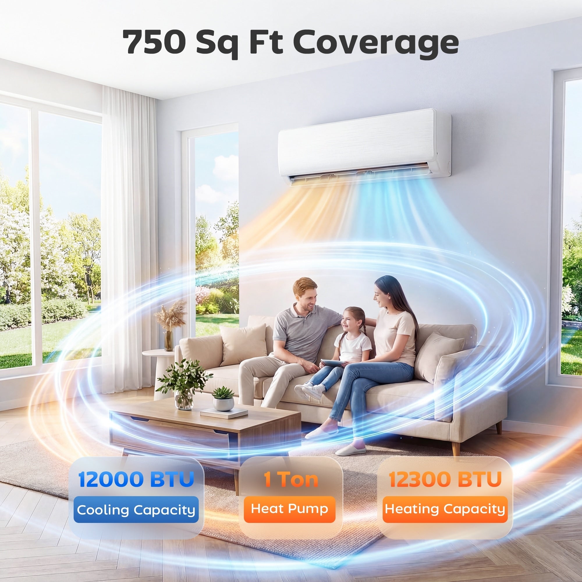 Homcom 12000 Btu Mini Split Ac Heating System Seer2 22 Inverter Heat Pump 115V Ductless Air Conditioner Cools 750 Sq.Ft