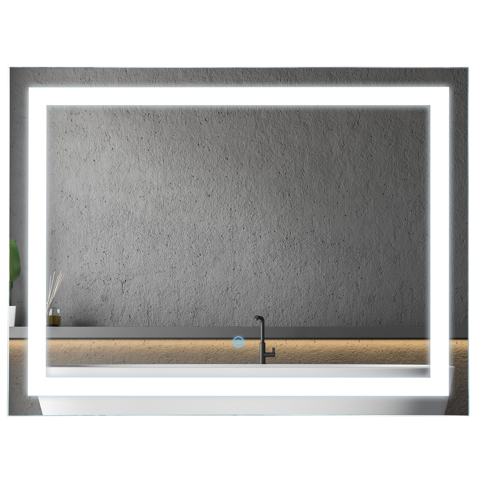 Homcom Vertical 32 In Led Illuminated Bathroom Wall Mirror Silver