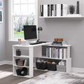 Homcom Modern L Shaped Rotating Computer Desk With Bookshelves