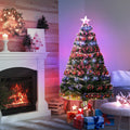 Homcom 4 Ft Tall Artificial Fiber Optic Led Pre Lit Holiday Christmas Tree