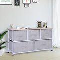 Porch Den Dow Grey White 5 Drawer Storage Cube Dresser With Fabric Bins