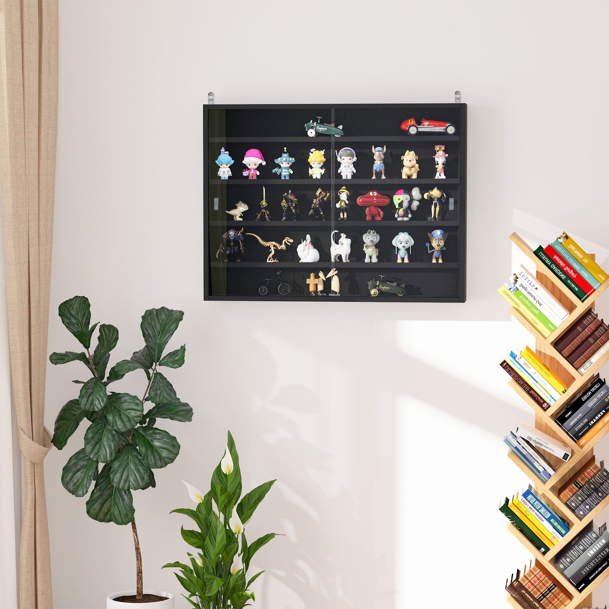 Homcom 5 Storey Wall Shelf Display Cabinet W 2 Glass Doors And 4 Adjustable Shelves