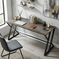Homcom 55 Inch Computer Desk Industrial Writing Desk With Z Shaped Metal Leg Distressed Gray