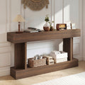 Homcom 63 Vintage Brown Narrow Console Table With Storage Shelf.