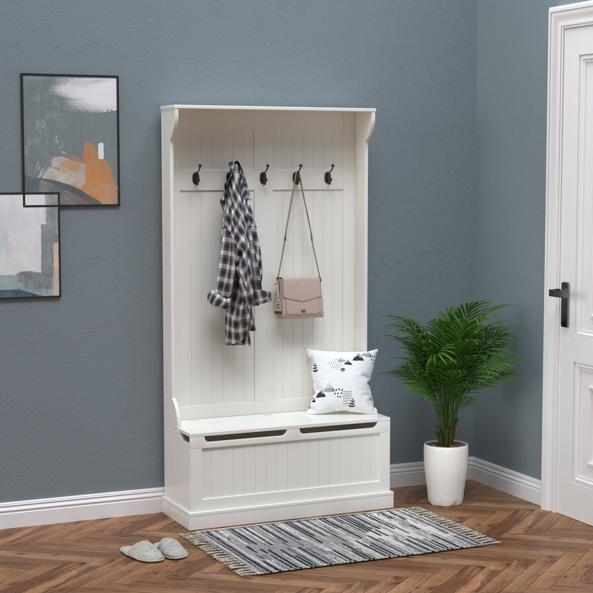 Homcom Hall Tree With Storage Bench And Coat Rack