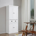 Homcom Tall 72 Traditional Colonial Style Standing Kitchen Pantry Cupboard Cabinet White