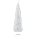 Homcom 7 Pvc Unlit Slim Pencil Hinged Artificial Noble Fir Christmas Tree With Metal Stand 390 Branch Tips Green N A