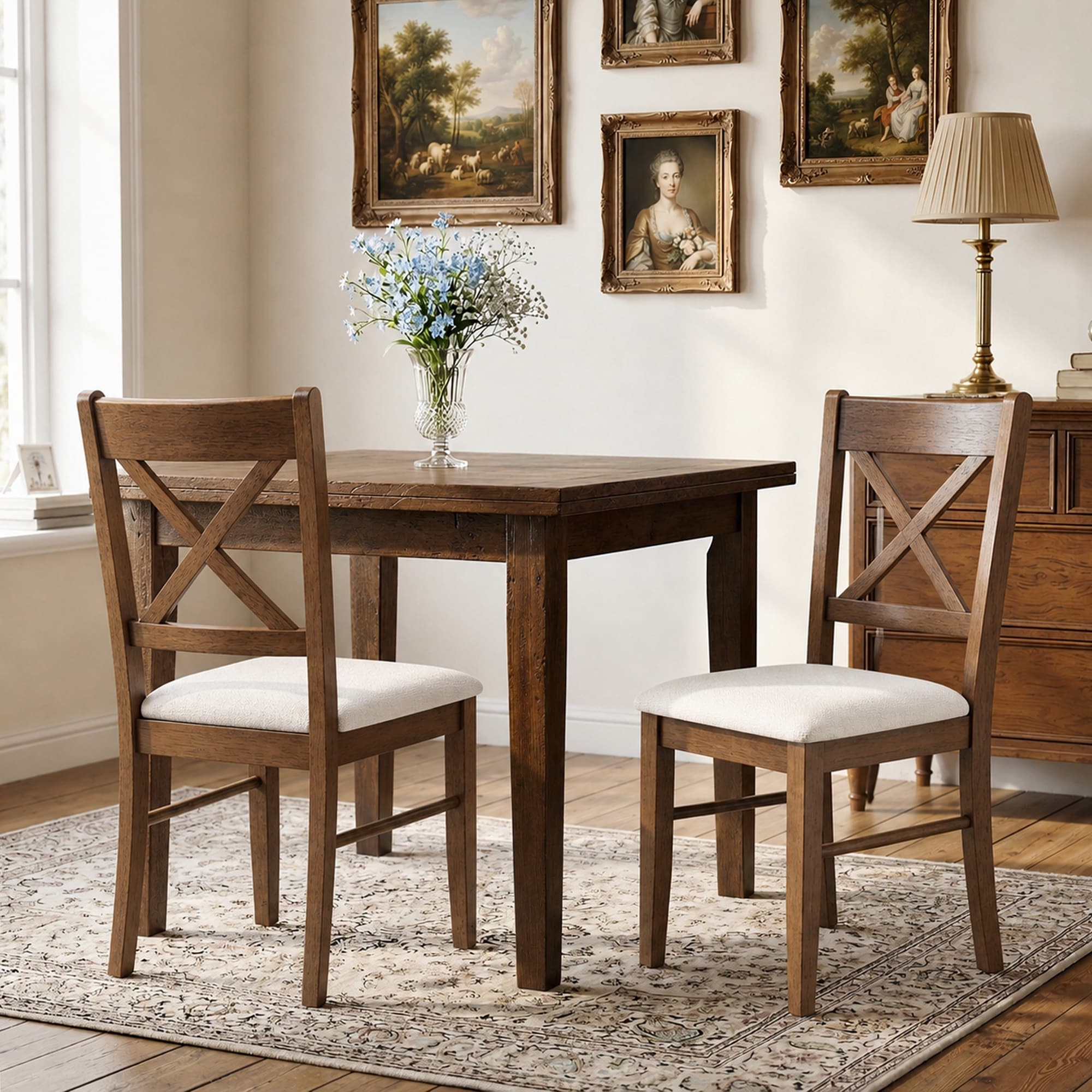 Homcom Dining Chairs Set Of 2 Upholstered Kitchen Chairs With Rubberwood Frame Padded Seat And X Back For Living Room