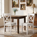 Homcom Dining Chairs Set Of 2 Upholstered Kitchen Chairs With Rubberwood Frame Padded Seat And X Back For Living Room White