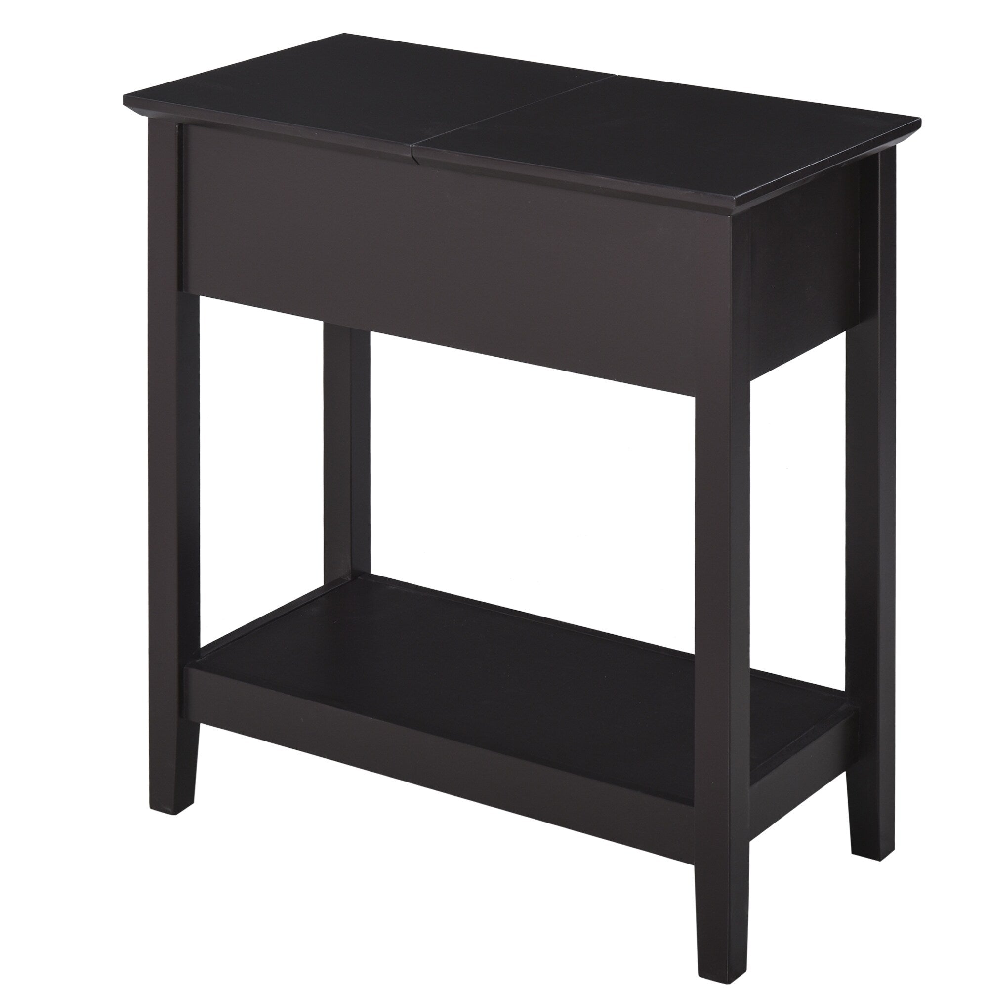 Homcom End Side Table In Flip Top Design With Cabinet And Bottom Shelf Storage Furniture Decoration For Bedroom
