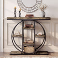 Homcom Entryway Table 39.4 Console Sofa Table With Storage Shelves And Circle Steel Frame Narrow Wood Accent Tables