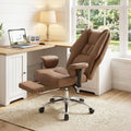 Homcom Ergonomic Executive Office Chair With Foot Rest Adjustable Armrests Pet Friendly Faux Leather Light Gray