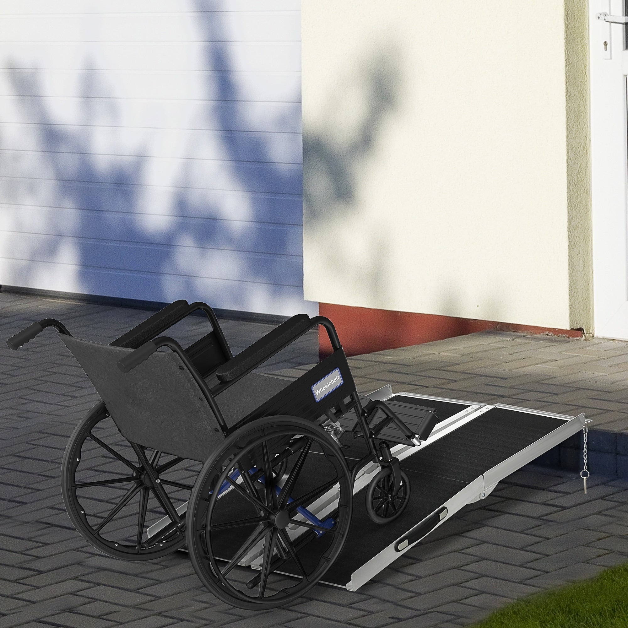 Homcom Fsa Hsa Eligible Wheelchair Ramp 4Ft Folding Aluminum Threshold Ramp With Non Slip Surface Transition Plate