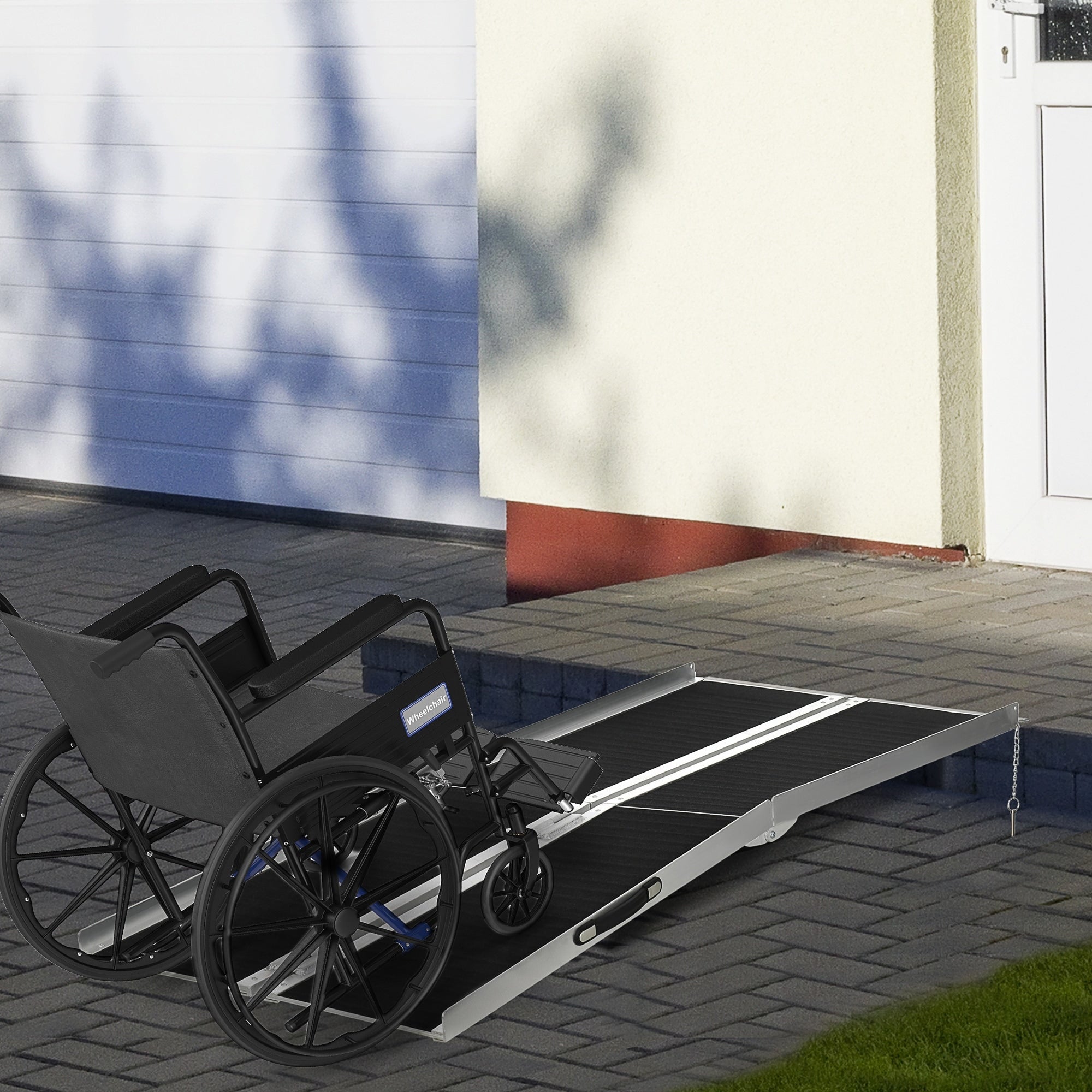Homcom Fsa Hsa Eligible Wheelchair Ramp 6Ft Folding Aluminum Threshold Ramp With Non Slip Surface Transition Plate