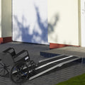 Homcom Fsa Hsa Eligible Wheelchair Ramp 8Ft Folding Aluminum Threshold Ramp With Non Slip Surface Transition Plate