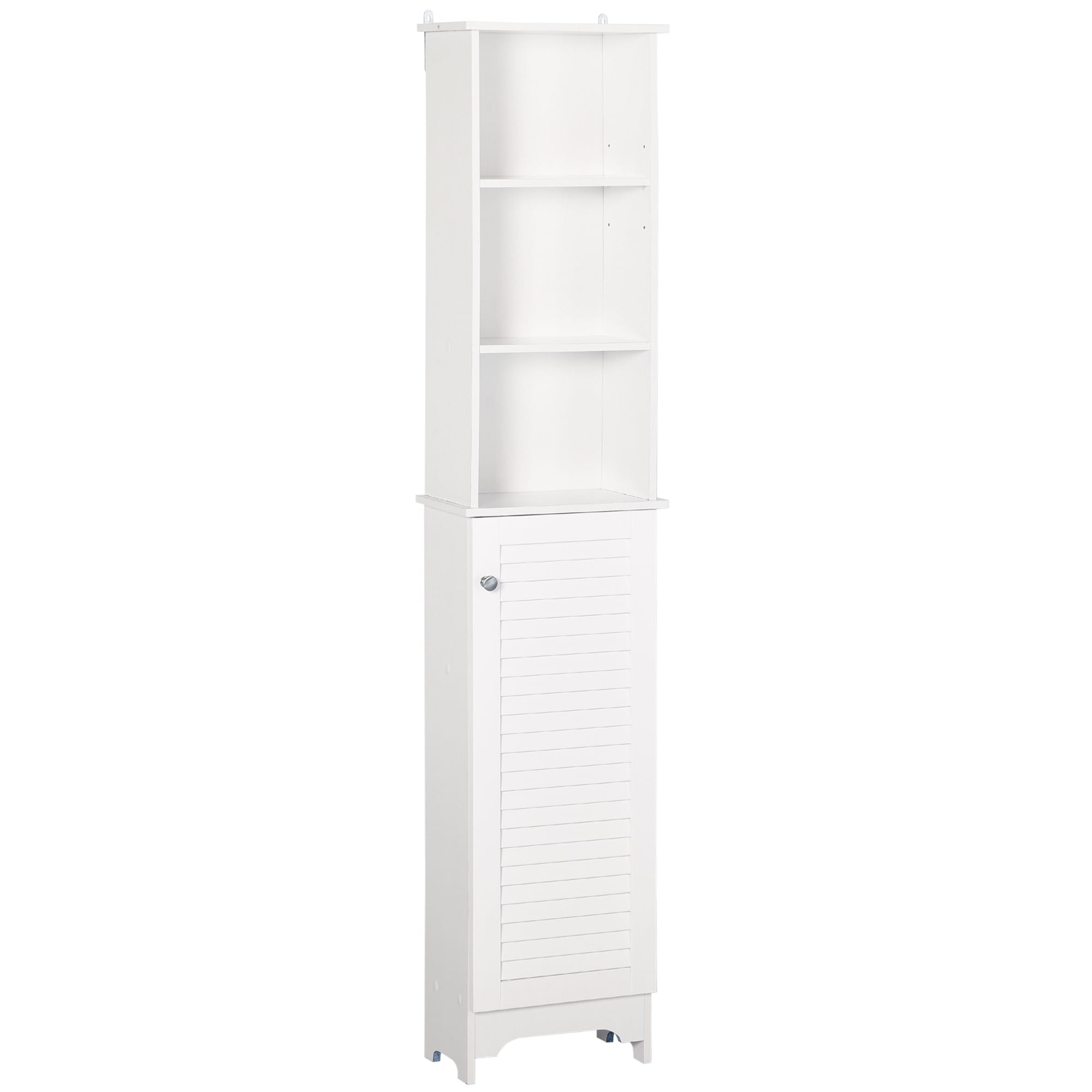 Homcom Freestanding Bathroom Tall Storage Cabinet Organizer Tower Cupboard Adjustable Shelves Wooden Furniture White