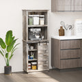 Homcom Rustic Storage Cabinet Home Tall Organizer With Barn Door Adjustable Shelf Freestanding Furniture Vintage Wood Color