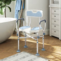 Homcom Hdpe Padded Shower Chair With Arms And Back Bath Seat With Adjustable Height Anti Slip Shower Bench Light Blue