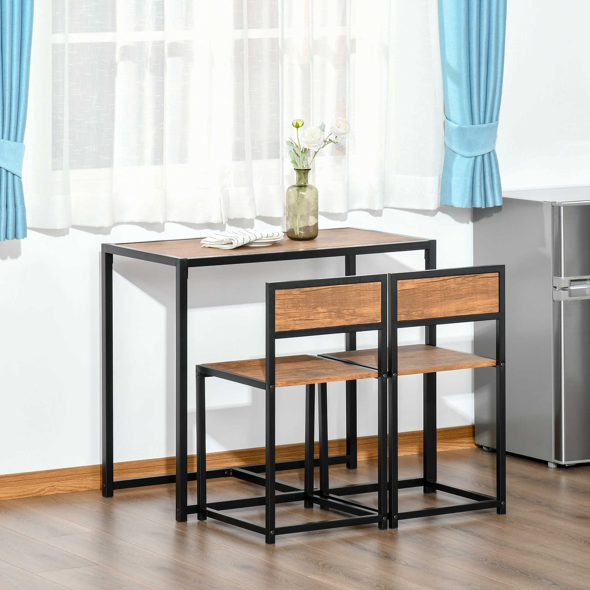 Industrial 3 Piece Dining Table Set