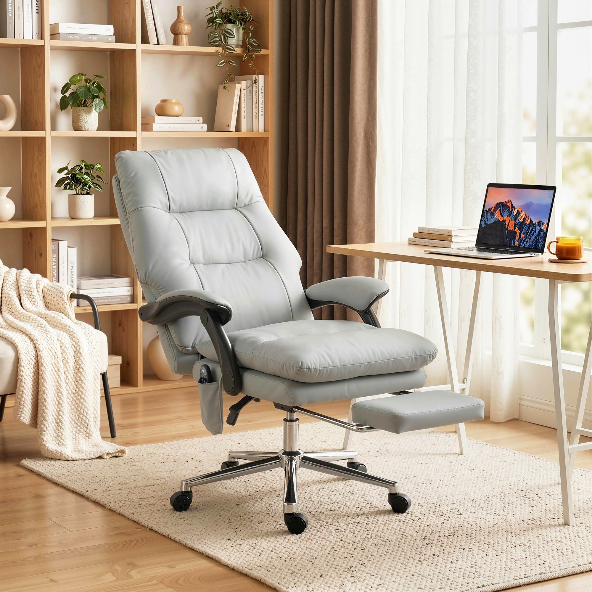 Homcom Massage Office Chair With 6 Point Vibration Double Layer Spring Cushions Wide Seat High Back