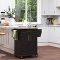 Homcom Wood Stainless Steel Multi Storage Rolling Kitchen Island Utility Cart With Wheels Black