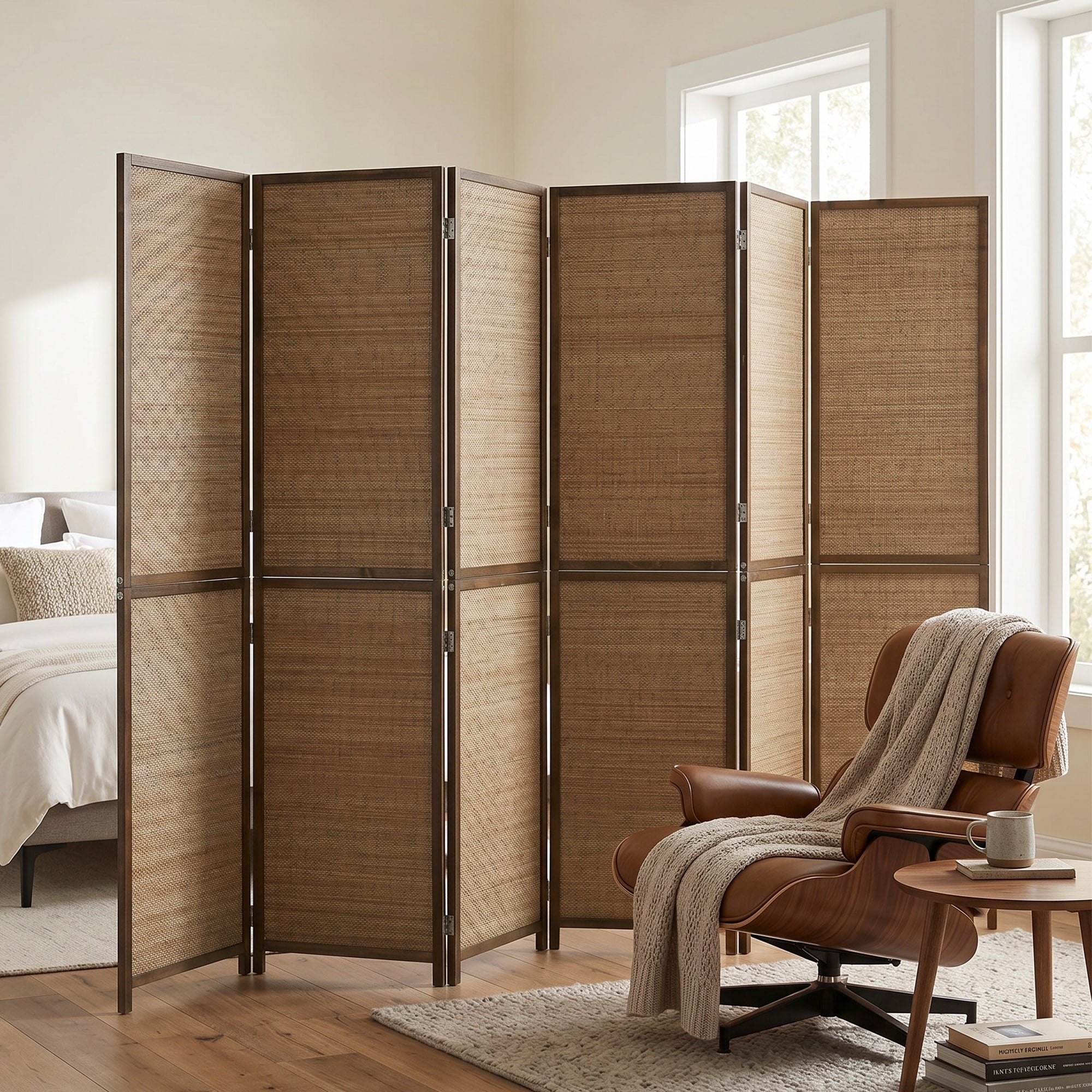Homcom Room Divider Tall Folding Privacy Screen Bamboo Wall Partition For Room Separation 8 X 10