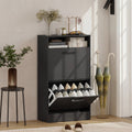 Homcom Shoe Cabinet With 2 Flip Drawers And Open Shelf Narrow Shoe Storage Cabinet With Adjustable Dividers Entryway