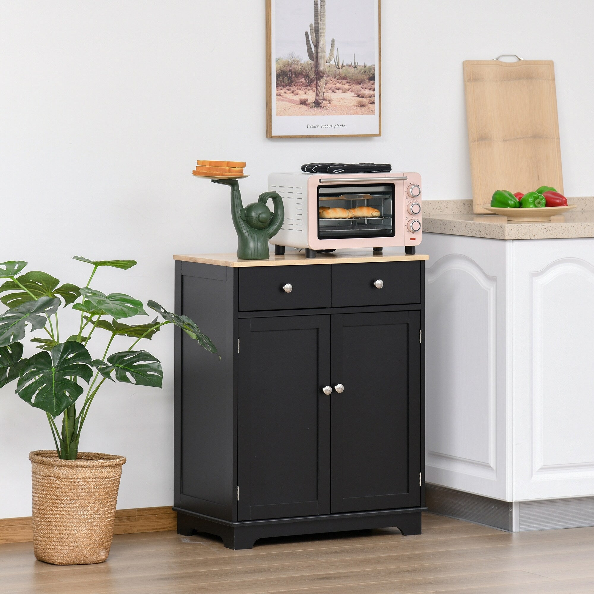 Homcom Space Saving Kitchen Buffet Sideboard Pantry With Functional Storage Cabinet With Adjustable Shelf For Kitchen White