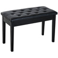Homcom Faux Leather Padded Double Duet Piano Bench W Music Storage