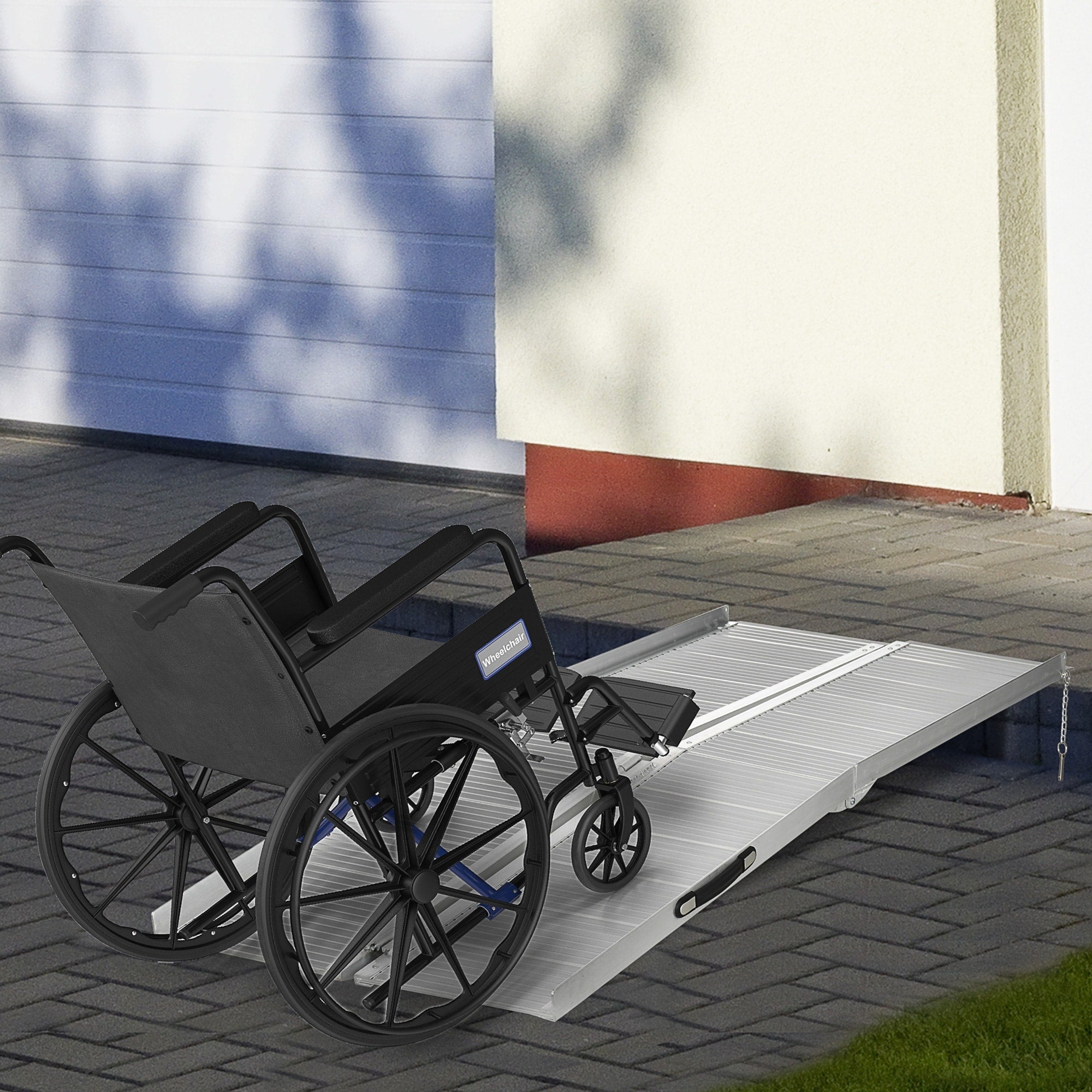 Homcom Wheelchair Ramp 6Ft Fsa Hsa Eligible Foldable Aluminum Threshold Ramp With Non Slip Surface And Handle Silver