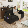 Homefun Chenille Upholstered Wood Frame Modern Loveseats Sofa With Storage Usb Type C