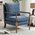 Homefun Mid Century Modern Solid Wood Reading Accent Armchair With Removable Upholstered Cushions For Living Room