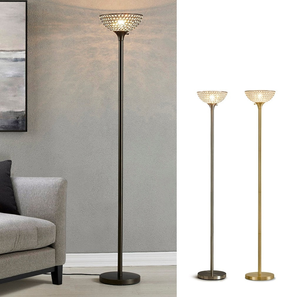 Homeglam Lucie 71 Crystal Shade Torchiere Floor Lamp