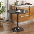 Homylin 24 Black Round Dining Table With Metal Pedestal Base