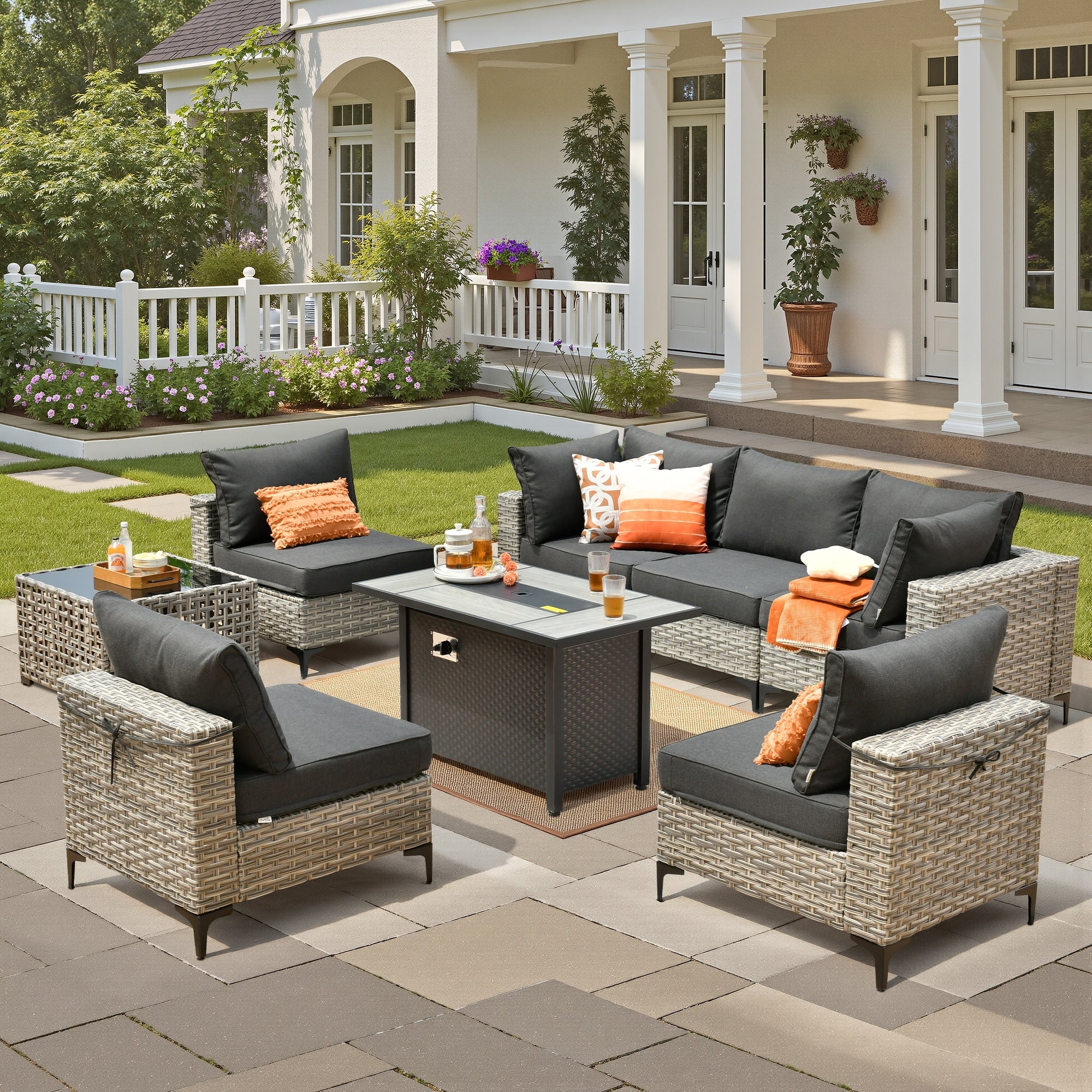 Hooowooo 8 Piece Outdoor Wicker Sofa Set Patio Sectional Set